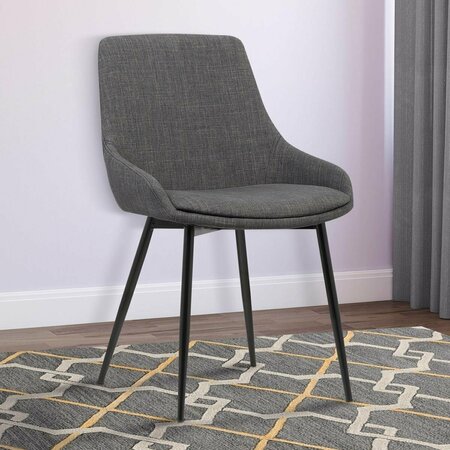 ARMEN LIVING Mia Contemporary Dining Chair in Charcoal Fabric with Black Powder Coated Metal Legs LCMICHCH